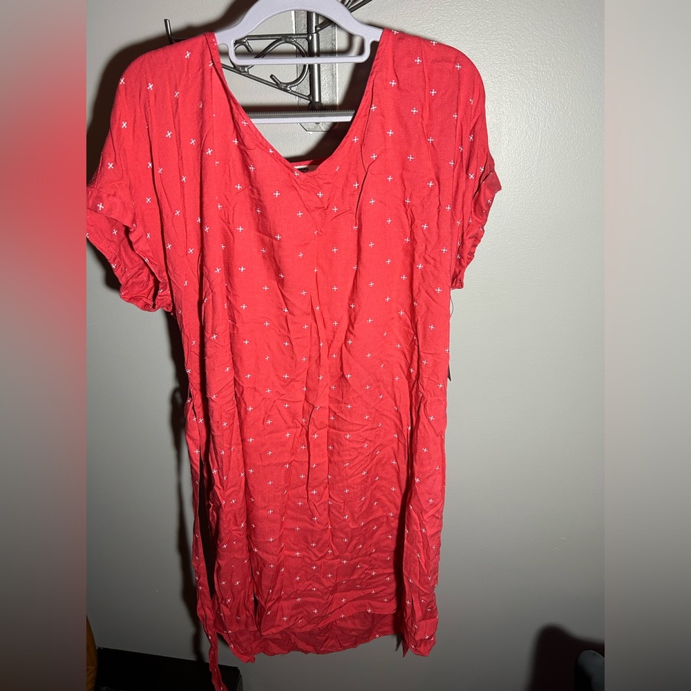 Vibrant pink coral pattern dress with tie belt. XXL new with tags